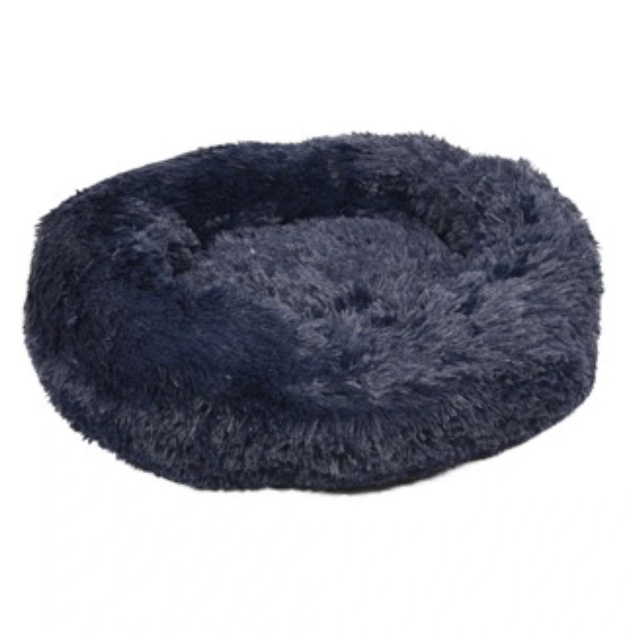 Cushion Krems fluffy rund hundeseng small Mørkeblå